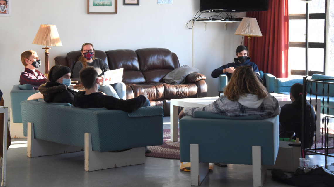 Students meet at the Newman Center at the University of Maine in Orono.