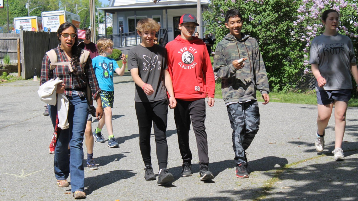 Students walking