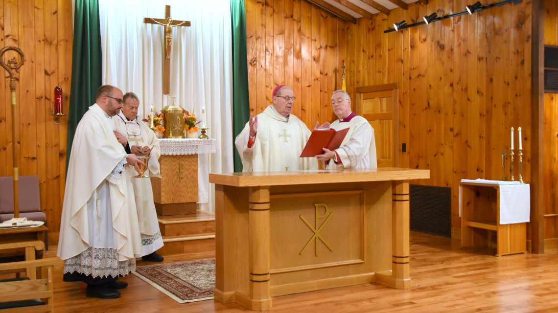 Blessing of the altar by Bishop Robert Deeley