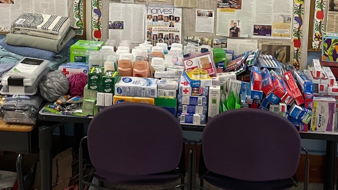 donated items on a table 