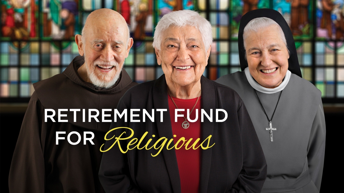 An older religious order priest and two religious sisters.