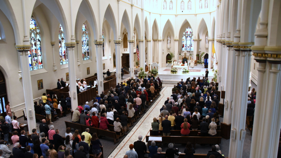 A wide view of the cathedral as seen from the balcony