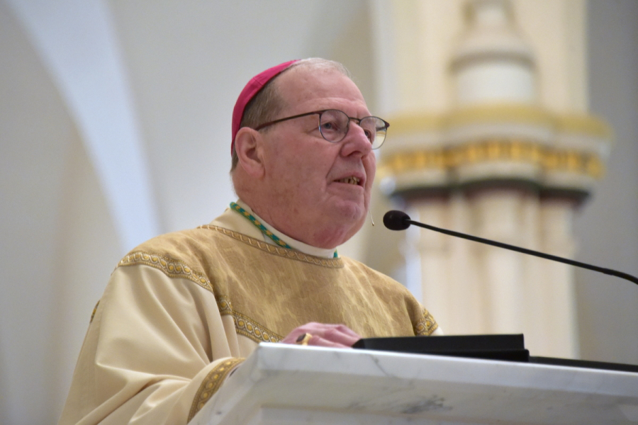 Bishop Robert Deeley delivers his homily.