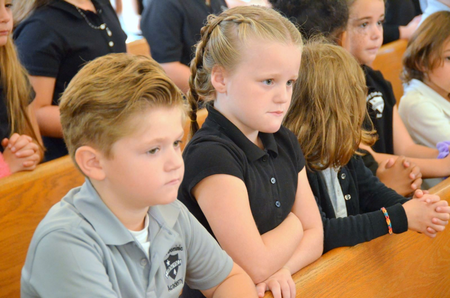 Students at St. Dominic Academy open Mass