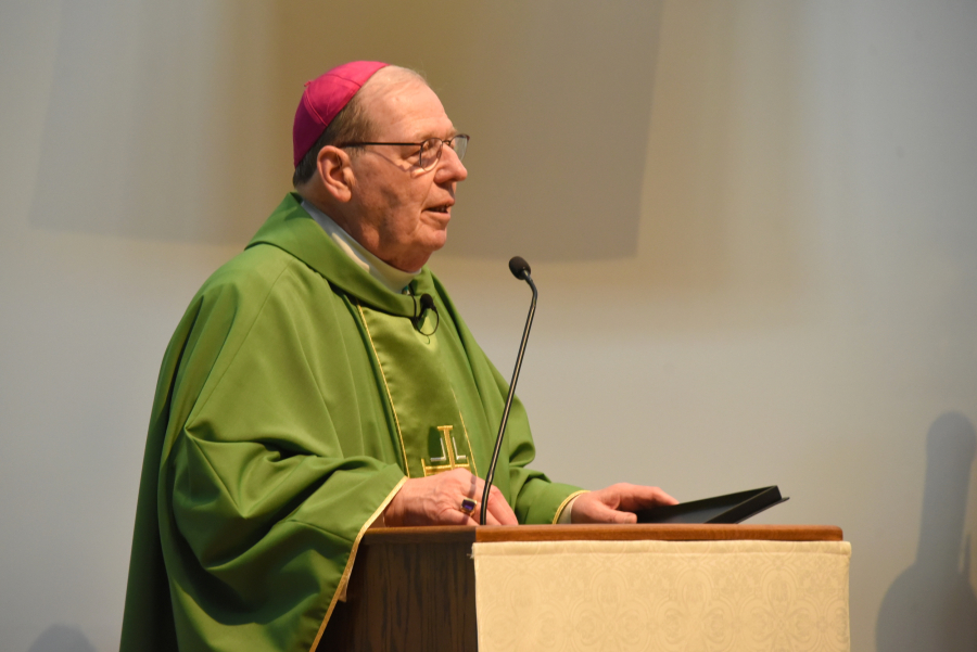 Bishop Robert Deeley delivers his homily.