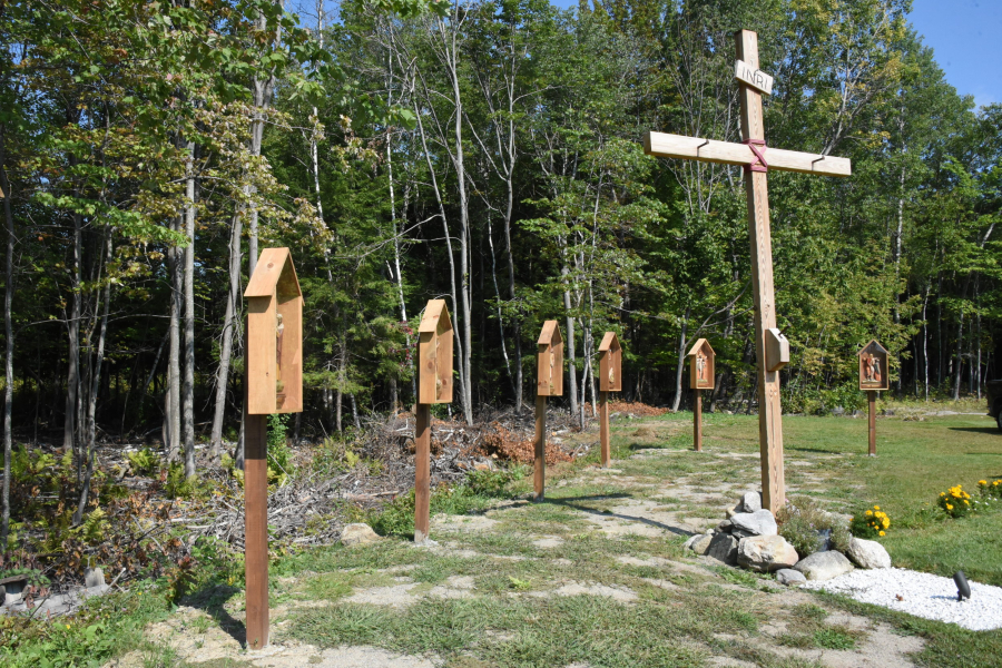 Outdoor Way of the Cross at St. Peter Church in East Millinocket.