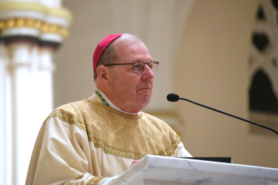 Bishop Robert Deeley delivers his homily.