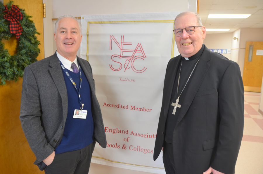 Bishop Deeley visits All Saints Catholic School in Bangor during Maine Catholic Schools Week. 