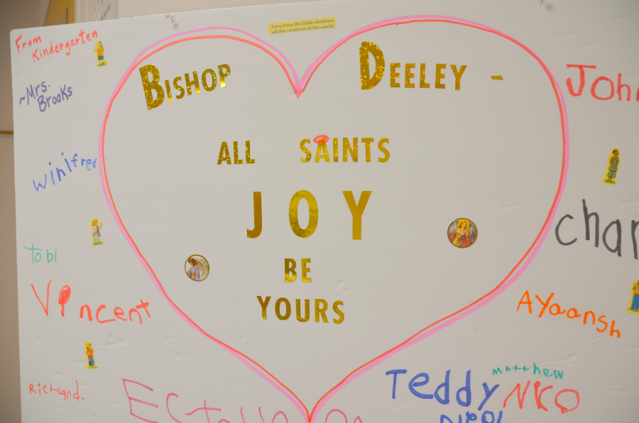 Bishop Deeley visits All Saints Catholic School in Bangor during Maine Catholic Schools Week. 