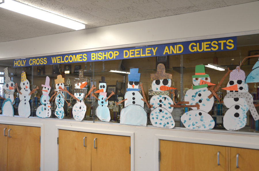 Bishop Deeley Visits Holy Cross School in South Portland 