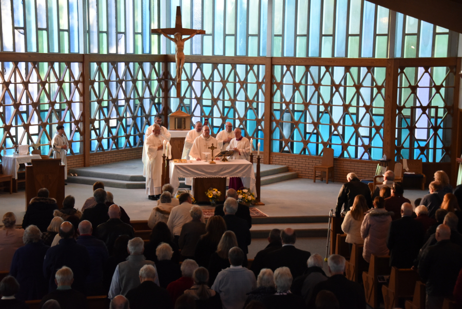 Wide view of Notre Dame de Lourdes Church