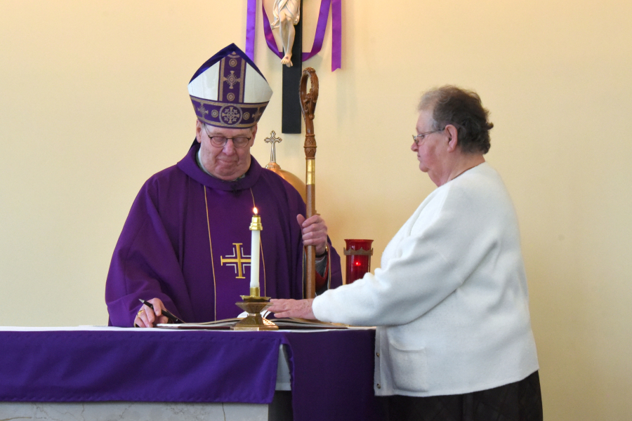 Bishop Deeley and Sister Carol Martin