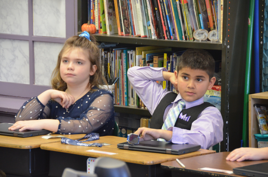 Bishop Deeley visits St. Dom's Lewiston campus during Maine Catholic Schools Week. 