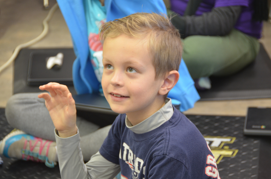 Bishop Deeley visits St. Dom's Lewiston campus during Maine Catholic Schools Week. 