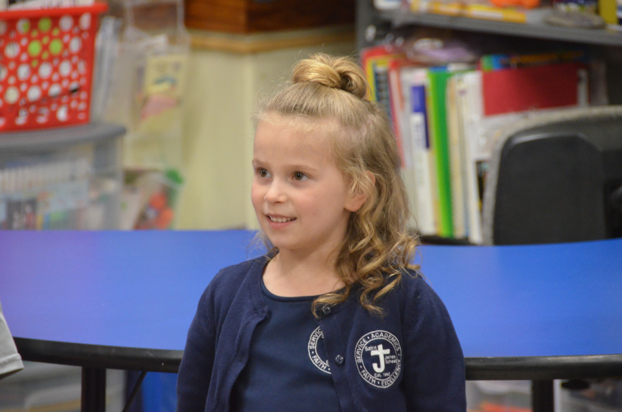 Bishop Deeley visits St. James School in Biddeford. 