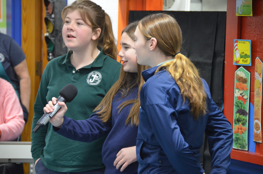 Bishop Deeley visits St. James School in Biddeford. 