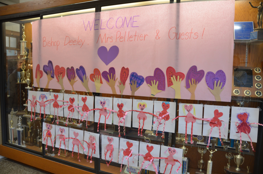 Bishop Deeley visits St. James School in Biddeford. 