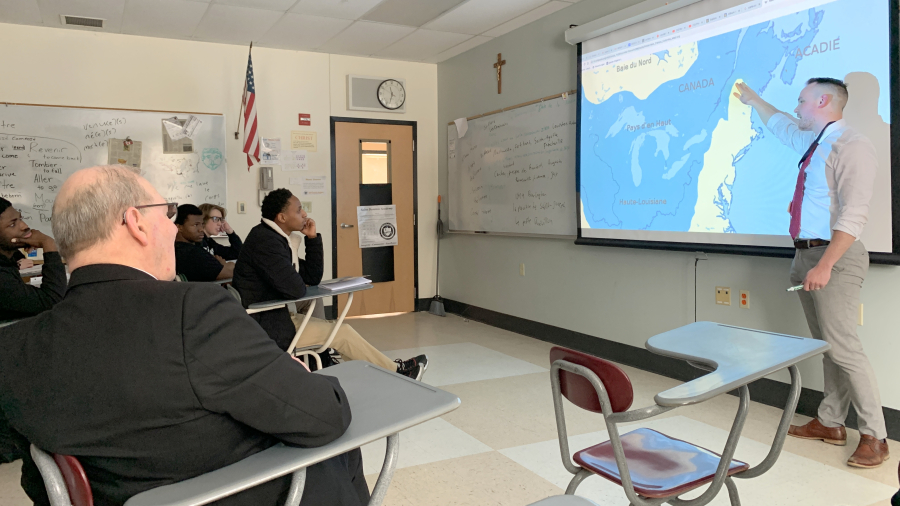 Bishop Deeley visited the Auburn campus of Saint Dominic Academy.  