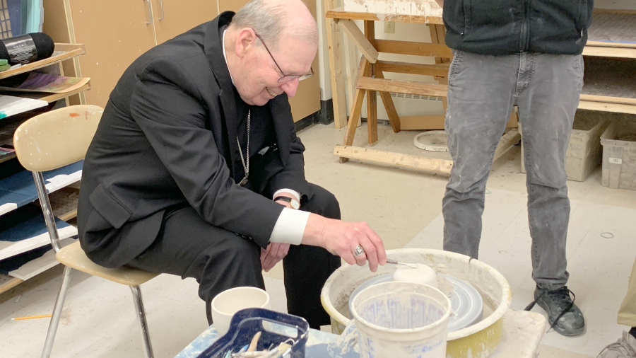 Bishop Deeley visited the Auburn campus of Saint Dominic Academy.  