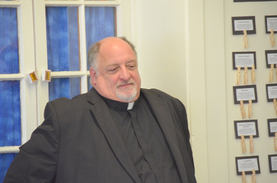 Bishop Deeley visits St. John's Catholic School community in Brunswick. 