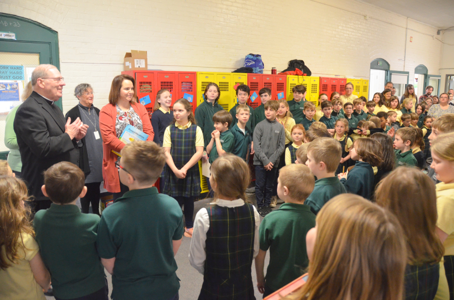 Bishop Deeley visits St. John's Catholic School community in Brunswick. 