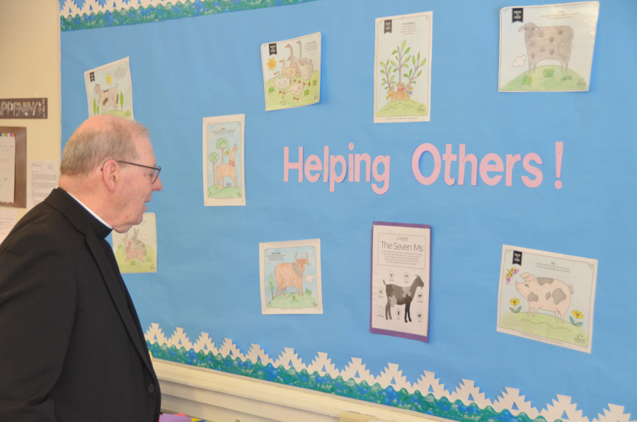 Bishop Deeley visits St. John's Catholic School community in Brunswick. 