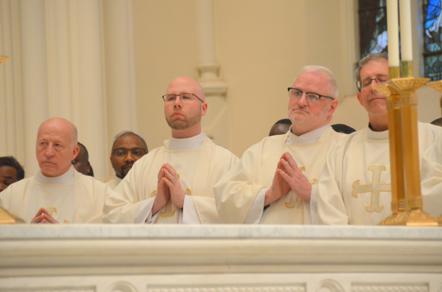 Bishop Deeley celebrates the Chrism Mass on the Tuesday of Holy Week.