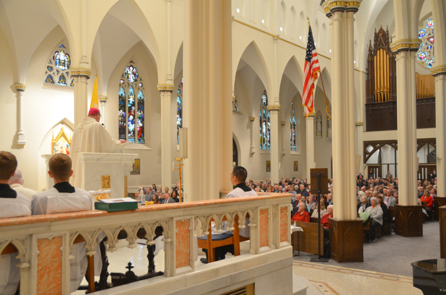 Bishop Deeley celebrates the Chrism Mass on the Tuesday of Holy Week.