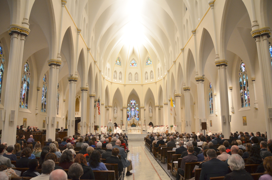 Bishop Deeley celebrates the Chrism Mass on the Tuesday of Holy Week.