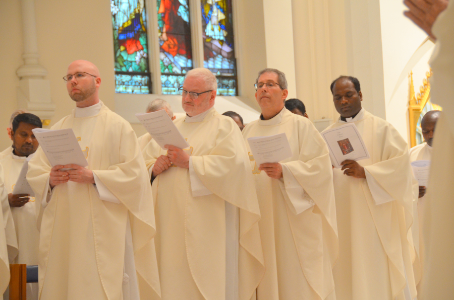 Bishop Deeley celebrates the Chrism Mass on the Tuesday of Holy Week.