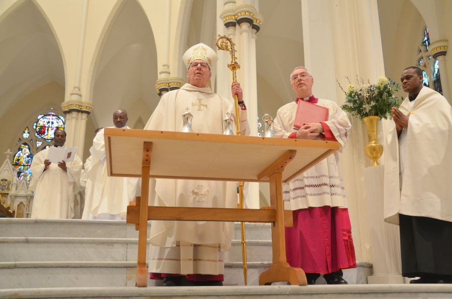 Bishop Deeley celebrates the Chrism Mass on the Tuesday of Holy Week.