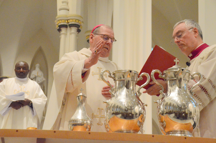 Bishop Deeley celebrates the Chrism Mass on the Tuesday of Holy Week.