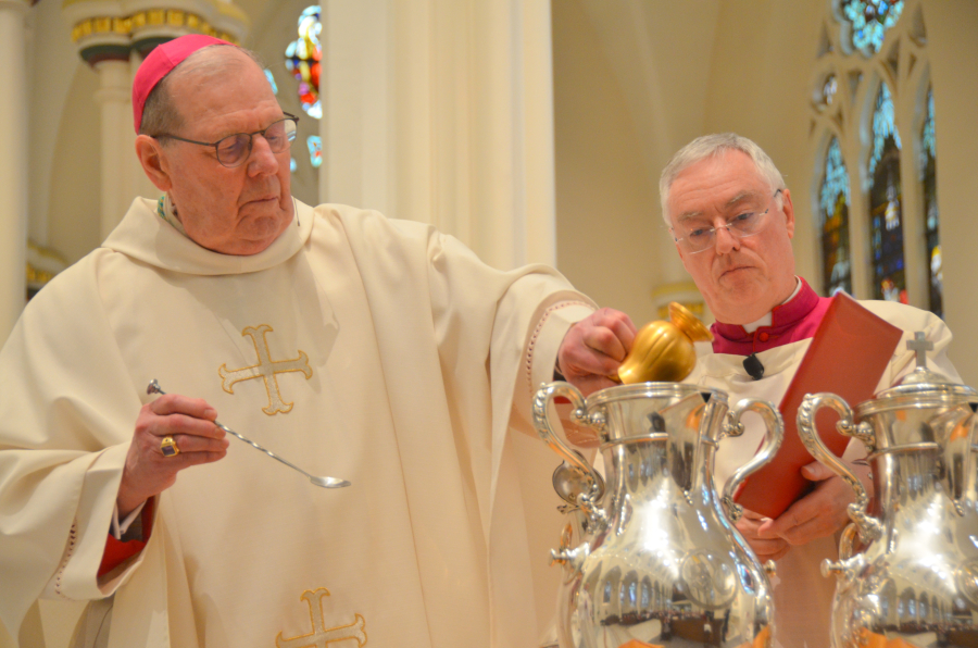 Bishop Deeley celebrates the Chrism Mass on the Tuesday of Holy Week.