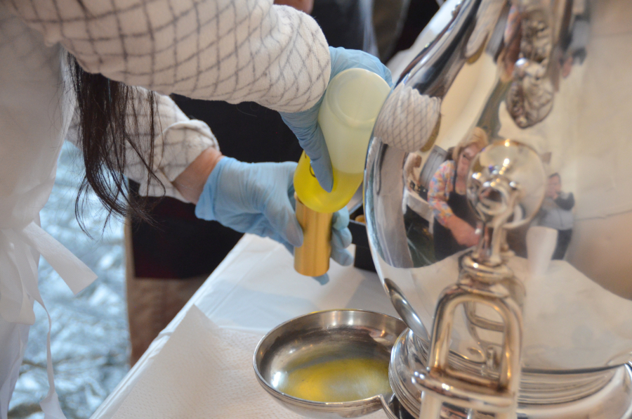 Bishop Deeley celebrates the Chrism Mass on the Tuesday of Holy Week.