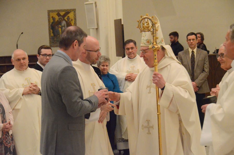 Bishop Deeley celebrates the Chrism Mass on the Tuesday of Holy Week.