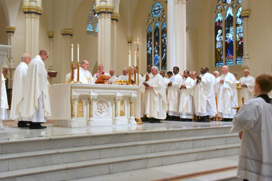 Bishop Deeley celebrates the Chrism Mass on the Tuesday of Holy Week.