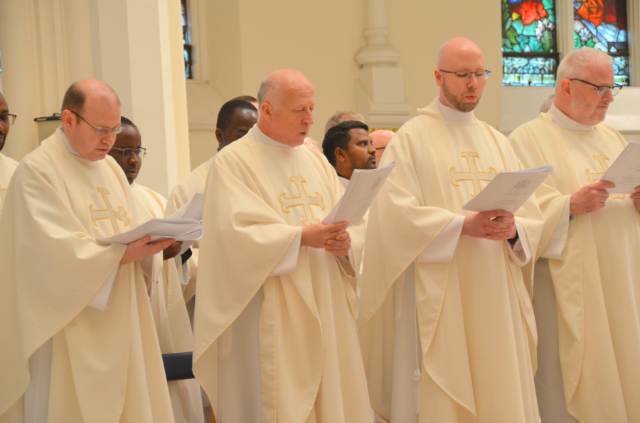 Bishop Deeley celebrates the Chrism Mass on the Tuesday of Holy Week.