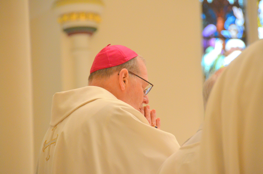 Bishop Deeley celebrates the Chrism Mass on the Tuesday of Holy Week.