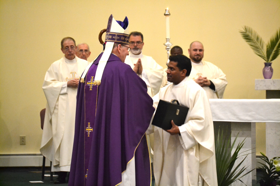 Bishop Deeley celebrated the Mass of the Oils in Houlton on Wednesday of Holy Week. 