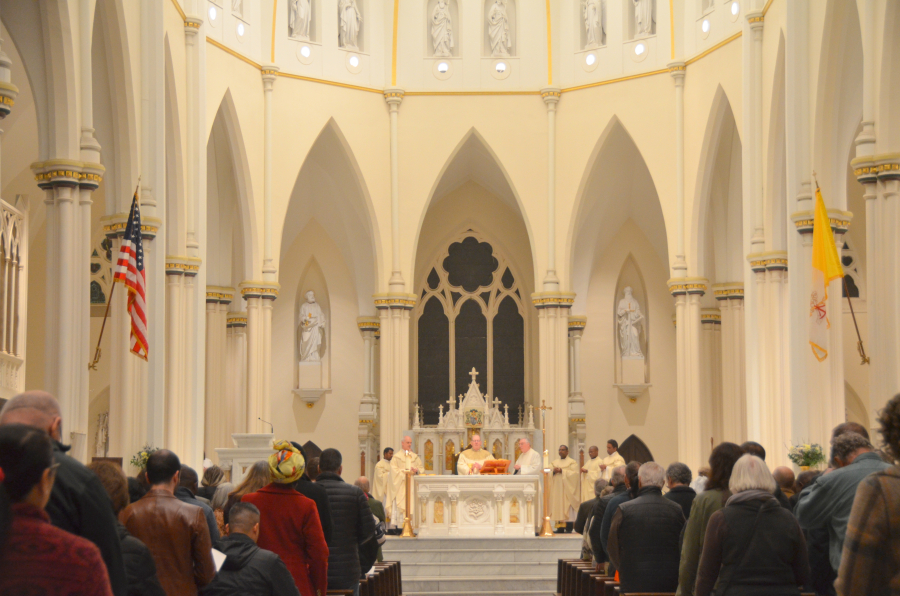 Bishop Deeley celebrates Mass on Holy Thursday in Portland. 