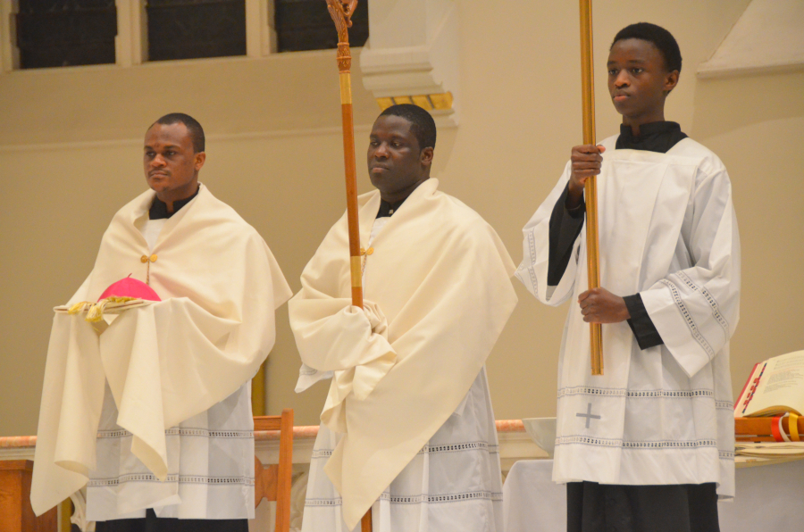 Bishop Deeley celebrates Mass on Holy Thursday in Portland. 