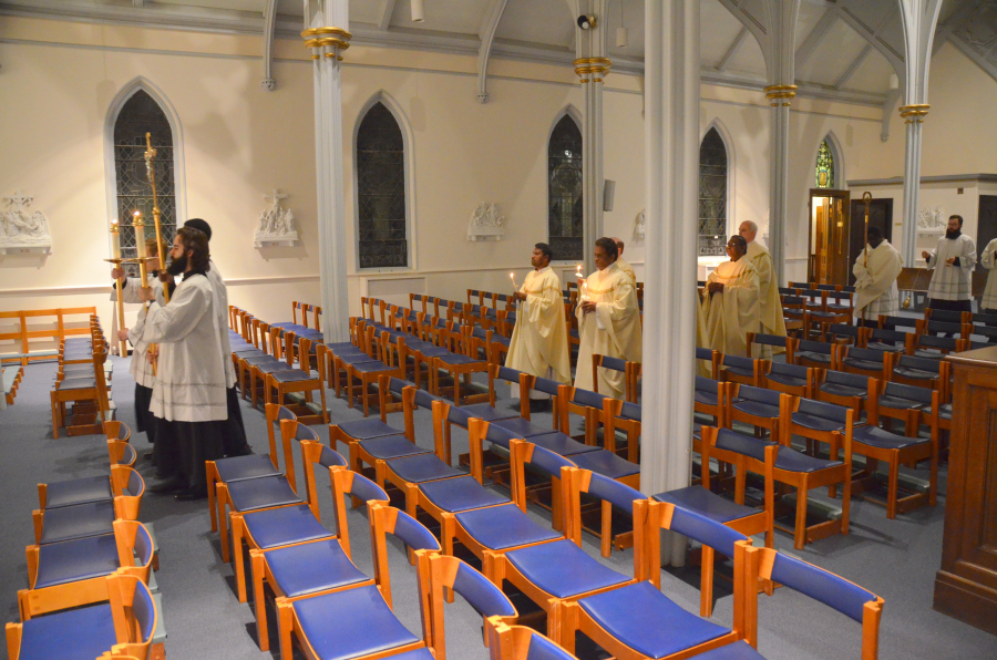 Bishop Deeley celebrates Mass on Holy Thursday in Portland. 