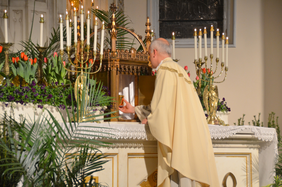 Bishop Deeley celebrates Mass on Holy Thursday in Portland. 