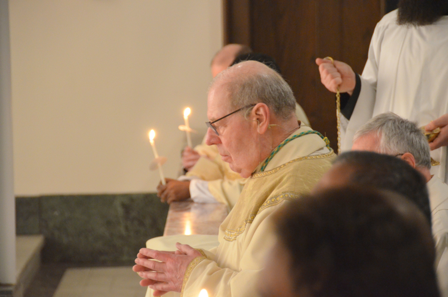 Bishop Deeley celebrates Mass on Holy Thursday in Portland. 