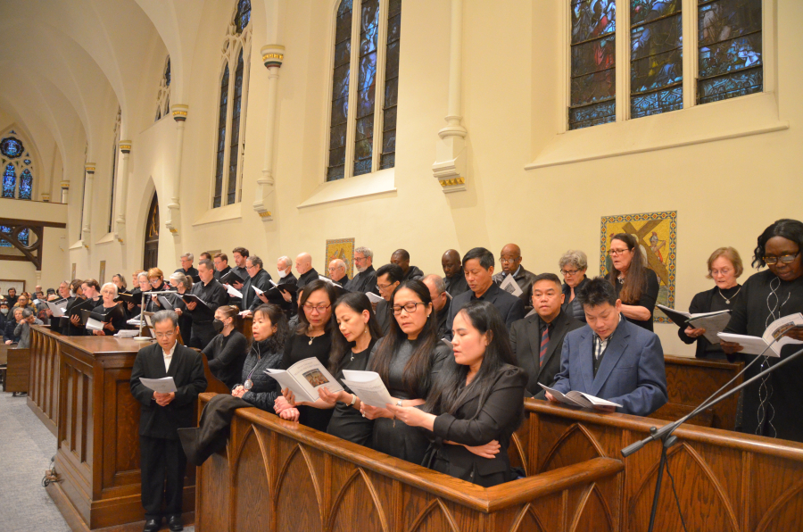 Bishop Deeley celebrates Mass on Holy Thursday in Portland. 