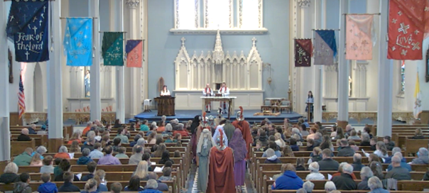 Students presented the Living Stations of the Cross on Good Friday. 