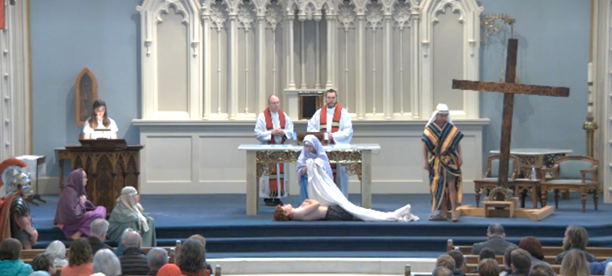 Students presented the Living Stations of the Cross on Good Friday. 