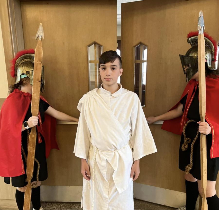 Students presented the Living Stations of the Cross on Good Friday. 