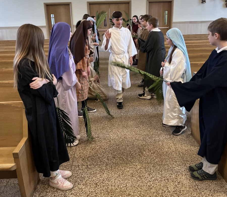 Students presented the Living Stations of the Cross on Good Friday. 