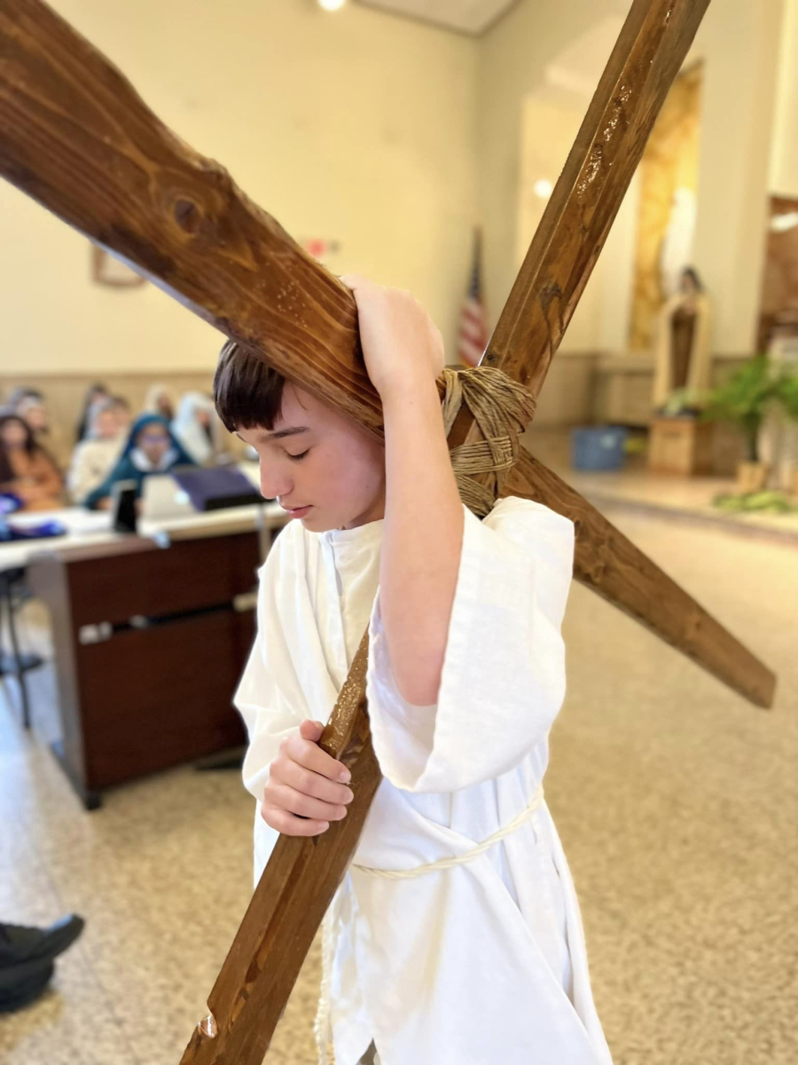 Students presented the Living Stations of the Cross on Good Friday. 